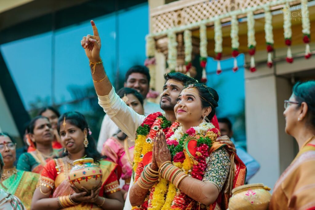 Candid couple portrait captured by Wedding Photo & Video Services Hyderabad during the wedding celebrations