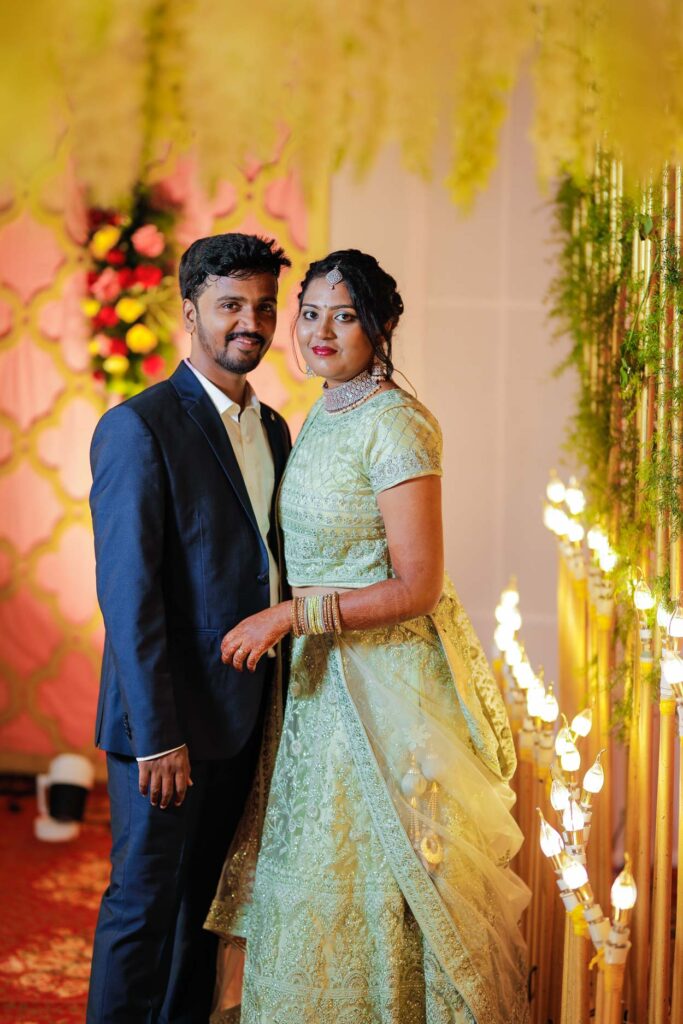 Couple portrait captured by Wedding Photo & Video Services Hyderabad with natural and elegant styling